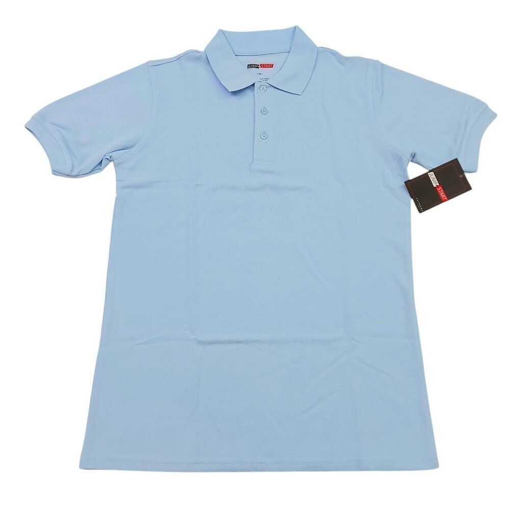 Jump Start Uniform Polo Shirt Youth 14 Baby Blue Cotton Blend Short Sleeve